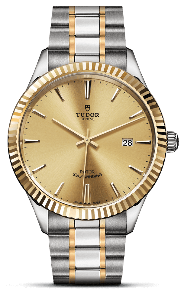 Tudor Style Automatic Gold Dial Two Tone Steel Strap Watch for Men - M12713-0001