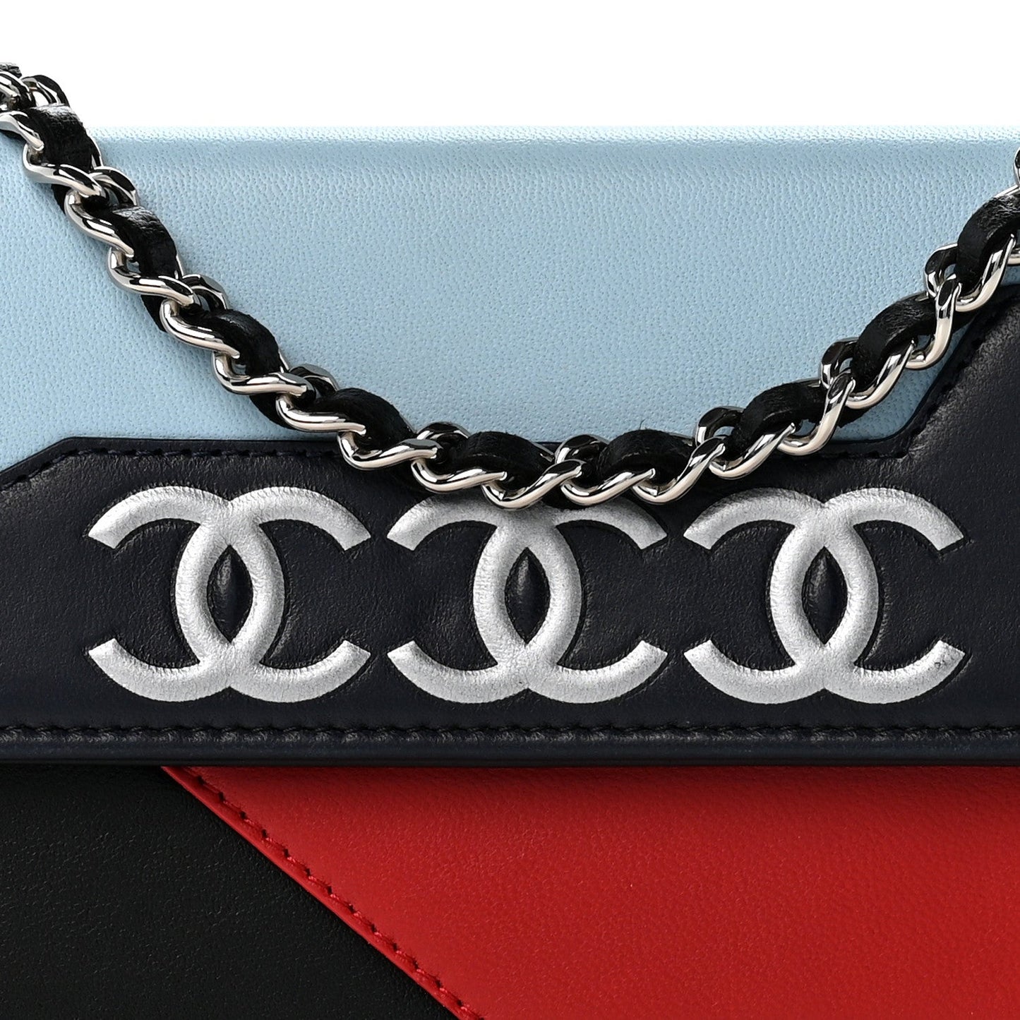 Lambskin Airlines Wallet On Chain WOC Blue Black Red