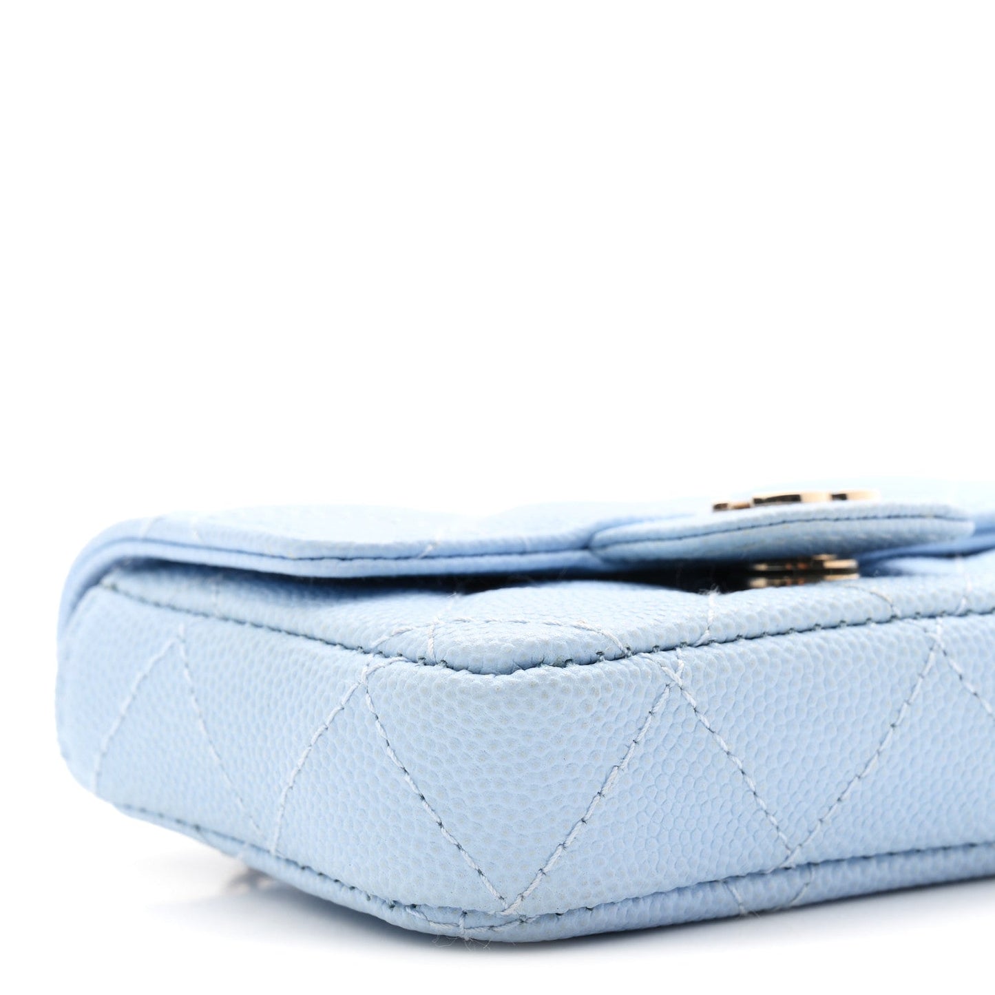 Caviar Quilted Flap Chain Waist Bag Light Blue