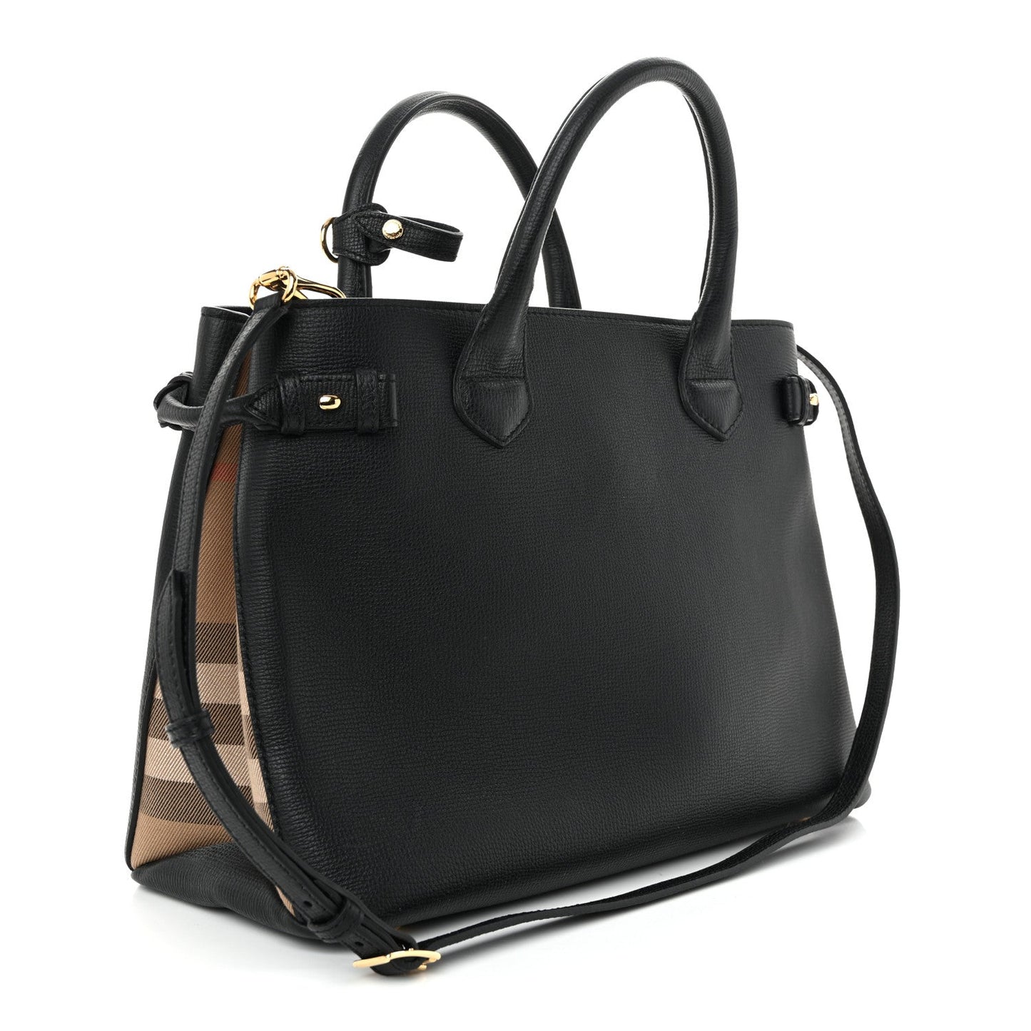 Derby Calfskin House Check Medium Banner Tote Black