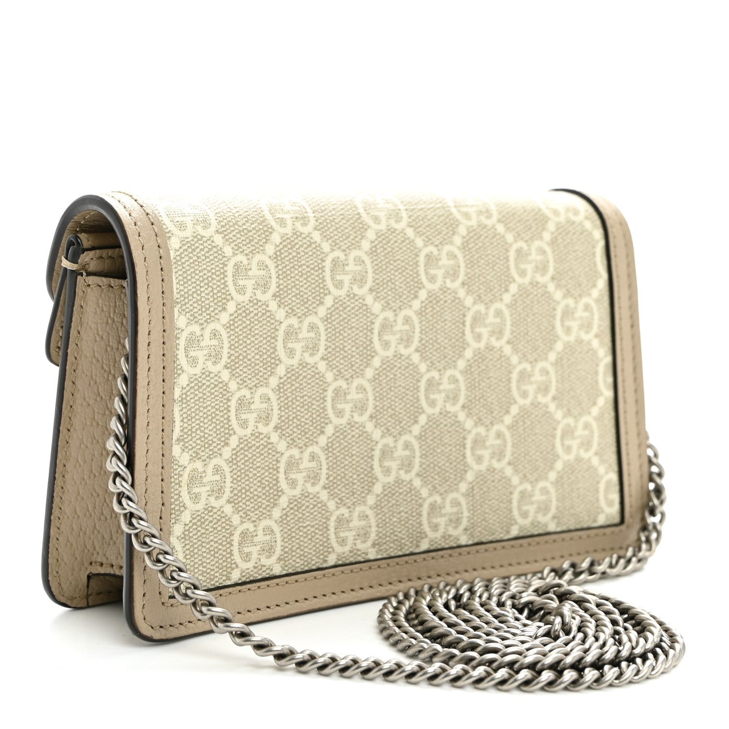 GG Supreme Monogram Textured Dollar Calfskin Super Mini Dionysus Shoulder Bag Beige Mystic White Oatmeal