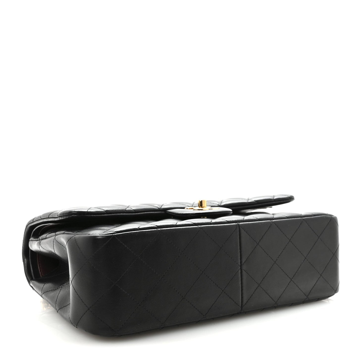 Lambskin Quilted Jumbo Double Flap  Black