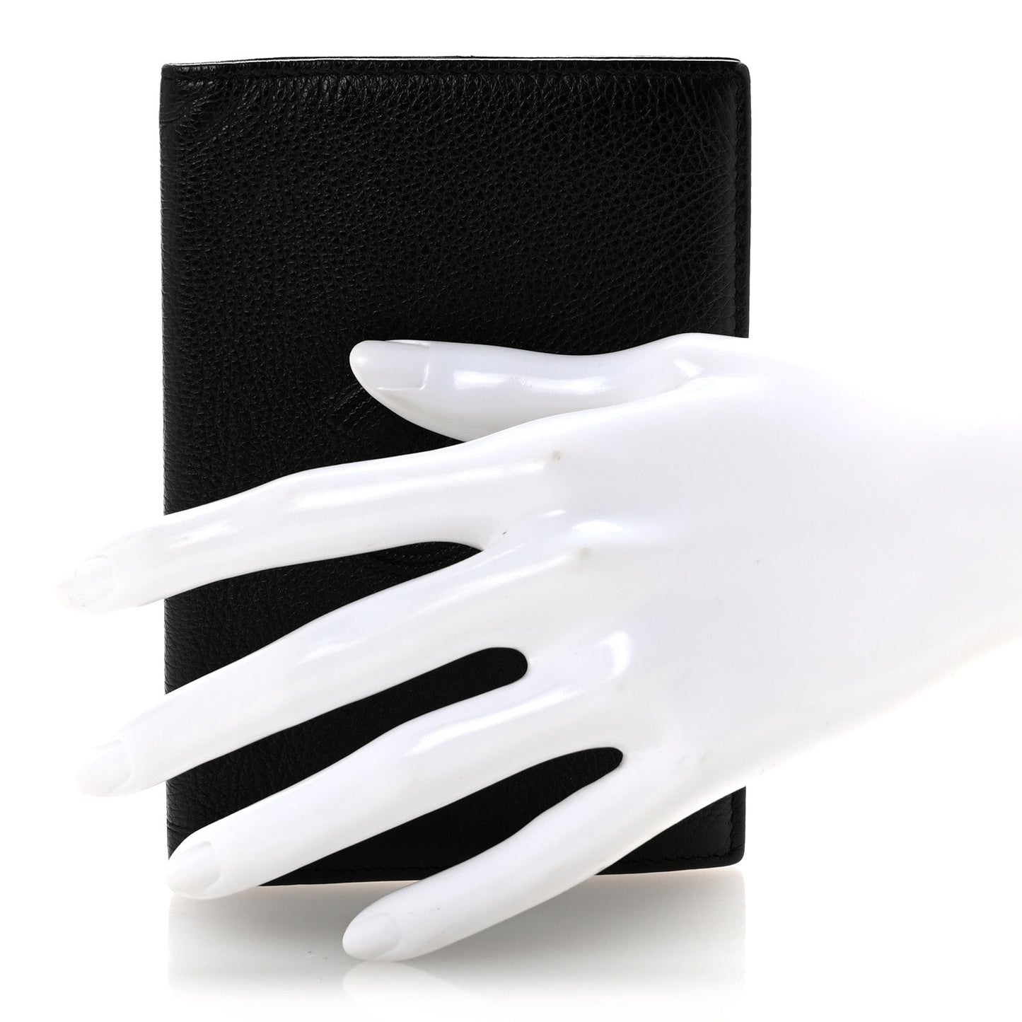 Grained Calfskin CC Passport Holder Wallet Black