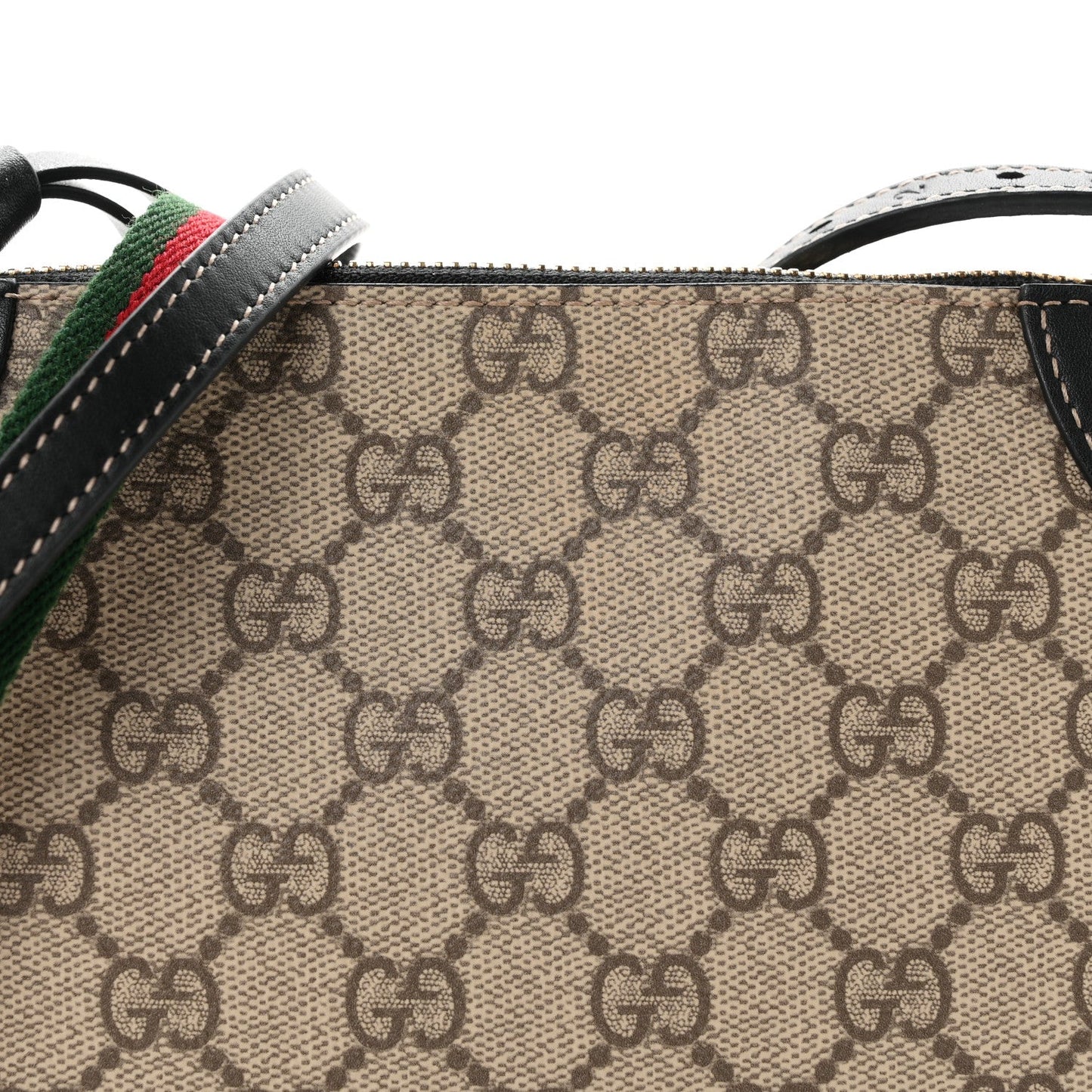 GG Supreme Monogram Textured Calfskin Small Emblem Shoulder Bag Beige Black