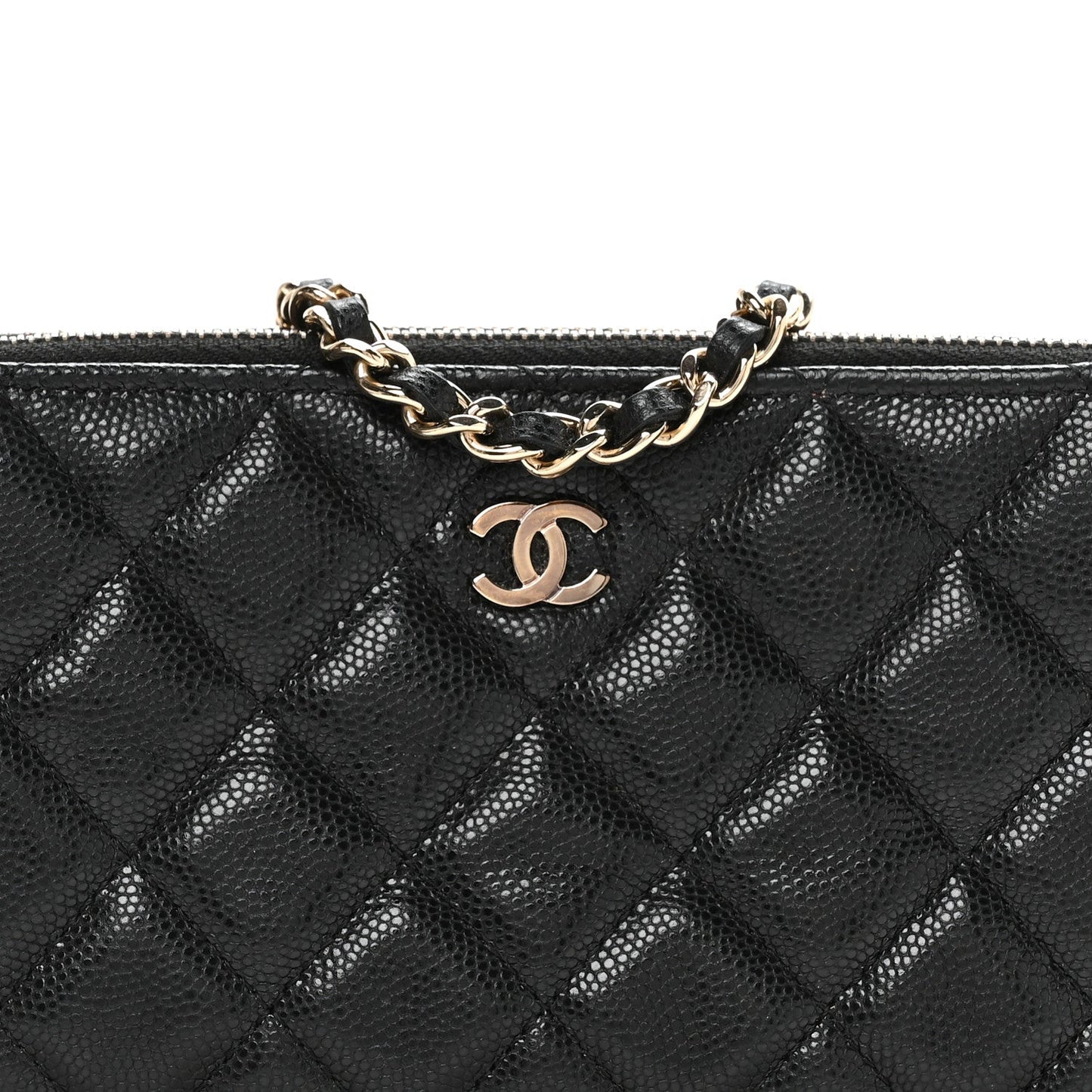 Caviar Quilted Small Clutch With Chain Black