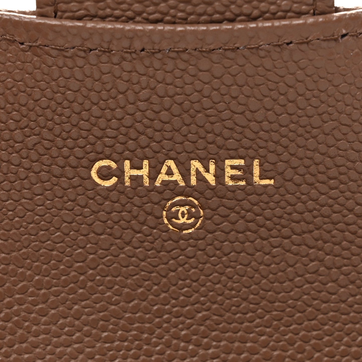 Caviar Quilted Flap Card Holder Wallet Brown