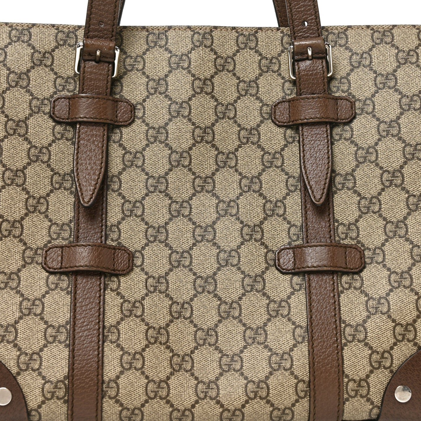 GG Supreme Monogram Textured Dollar Calfskin Small Detail Tote Beige Ebony New Acero