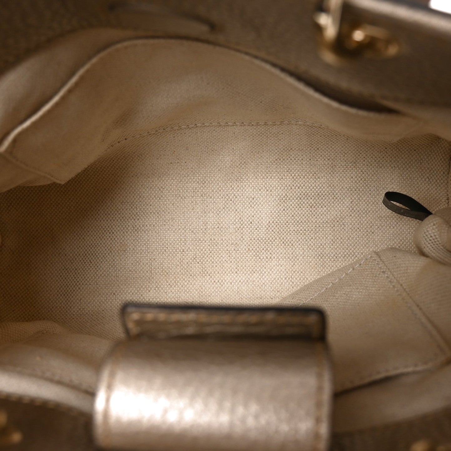 Metallic Calfskin Mini Bamboo Shopper Tote Golden Beige