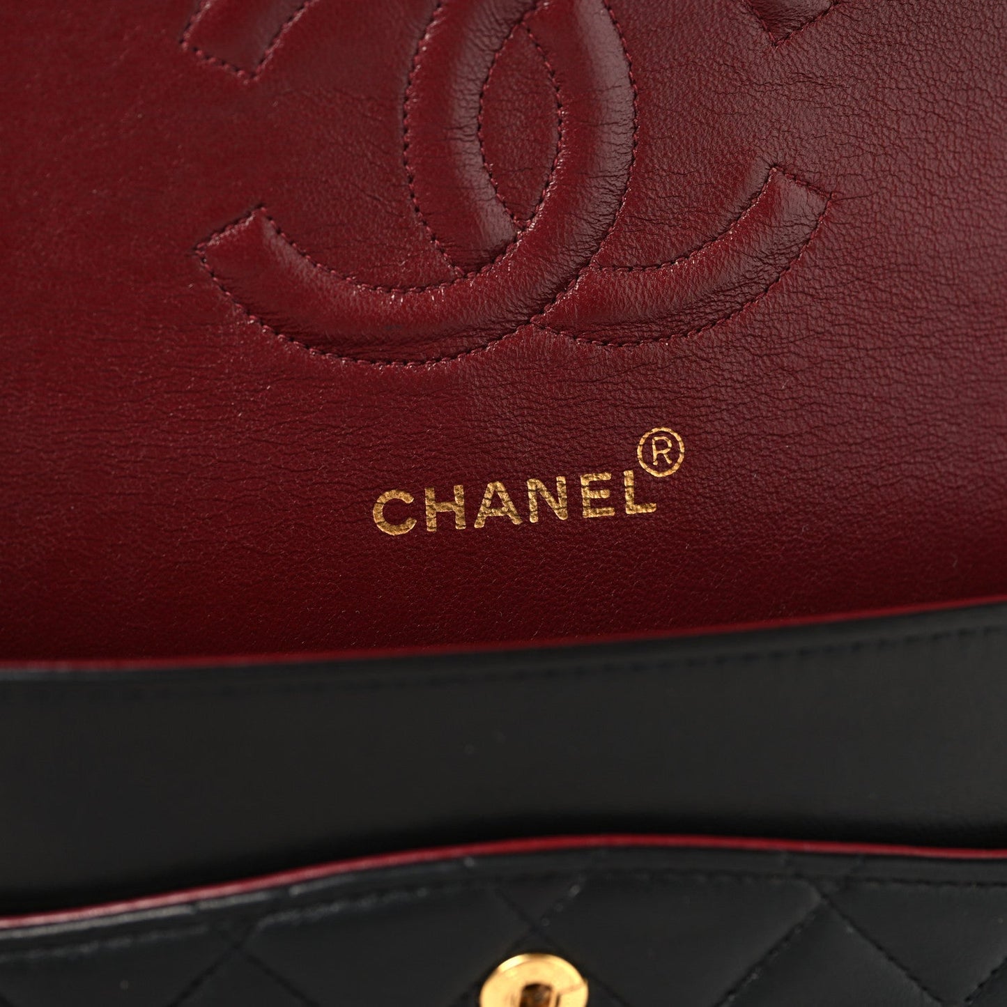 Lambskin Quilted Medium Double Flap Black