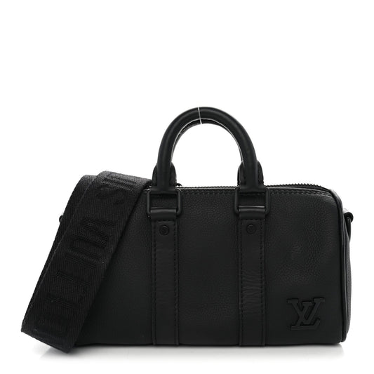 Grained Calfskin Aerogram Keepall XS Black