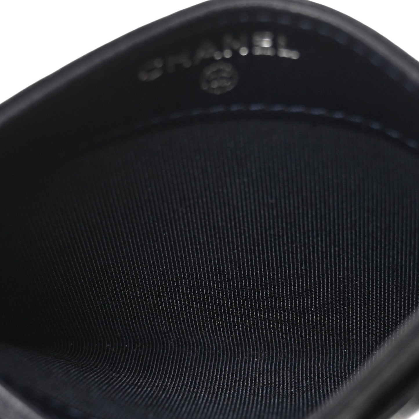Lambskin Quilted Card Holder Navy Blue