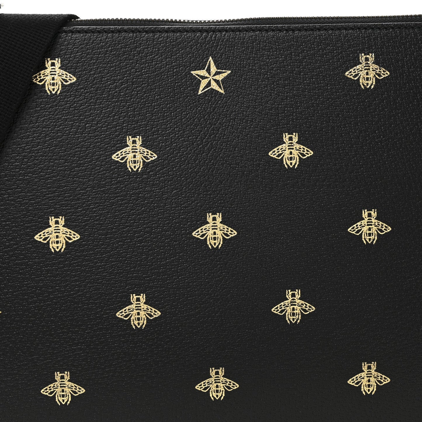 Grained Calfskin Bee Star Messenger Black