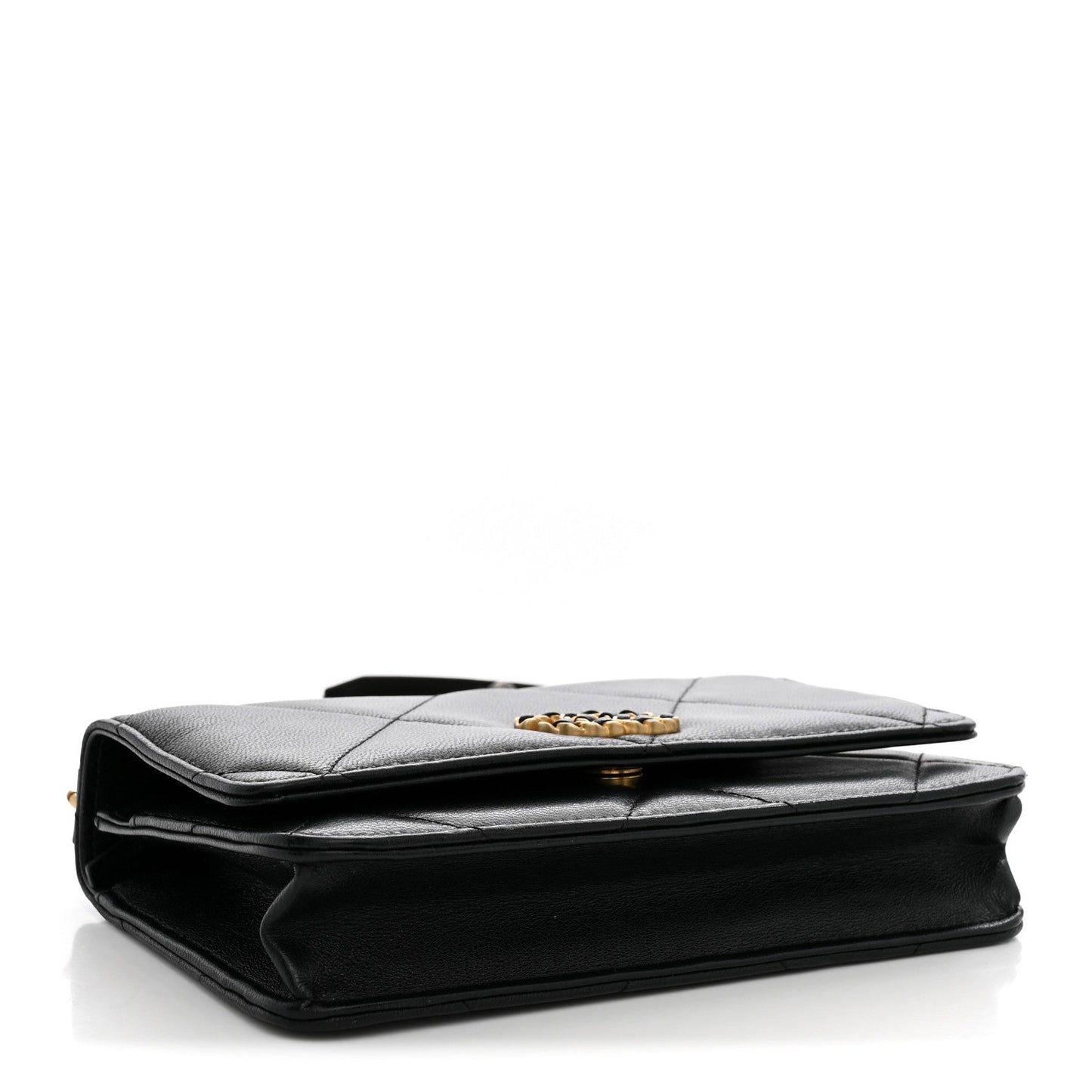 Lambskin Quilted Chanel 19 Wallet On Chain WOC Black