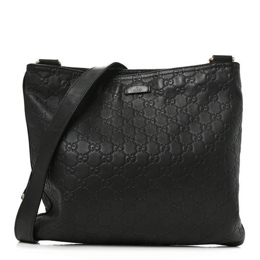 Guccissima Medium Flat Messenger Bag Black