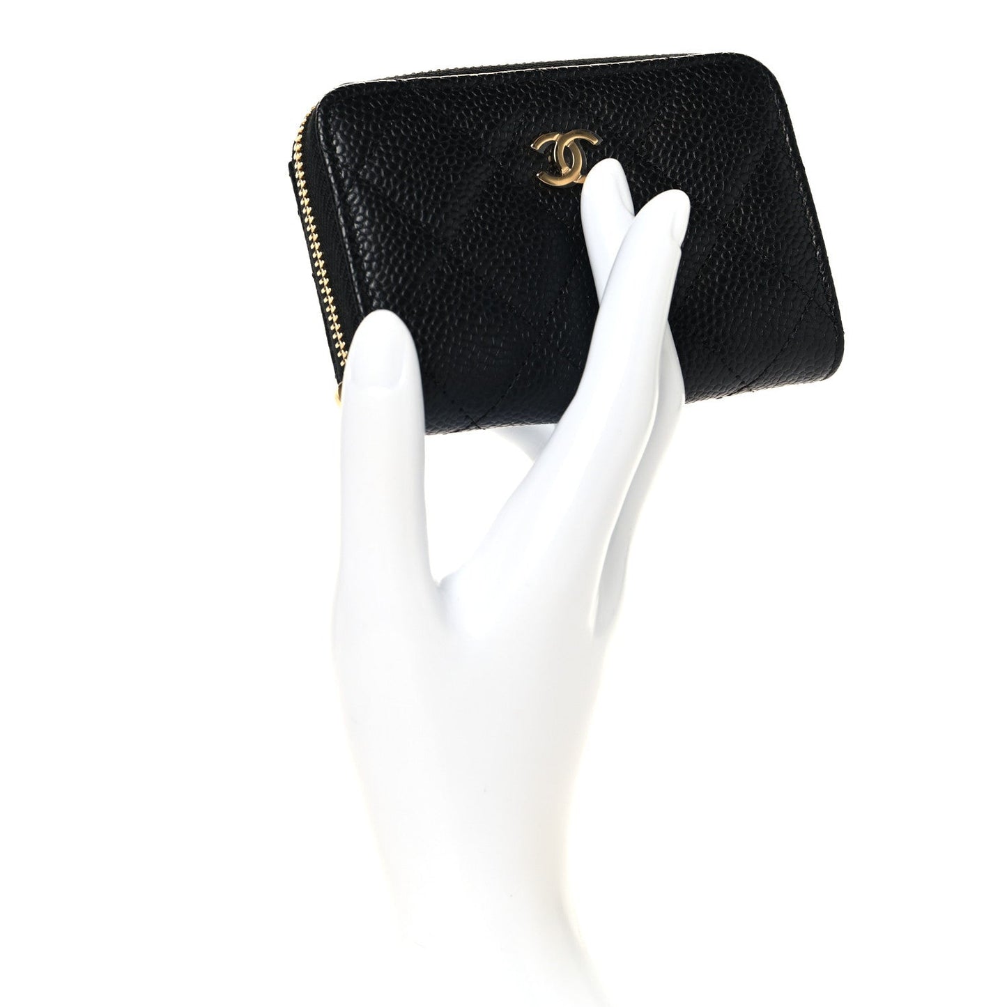 Caviar Quilted Zip Coin Purse Black
