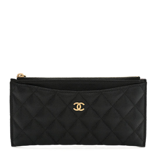 Caviar Quilted Classic Zip Pouch Black