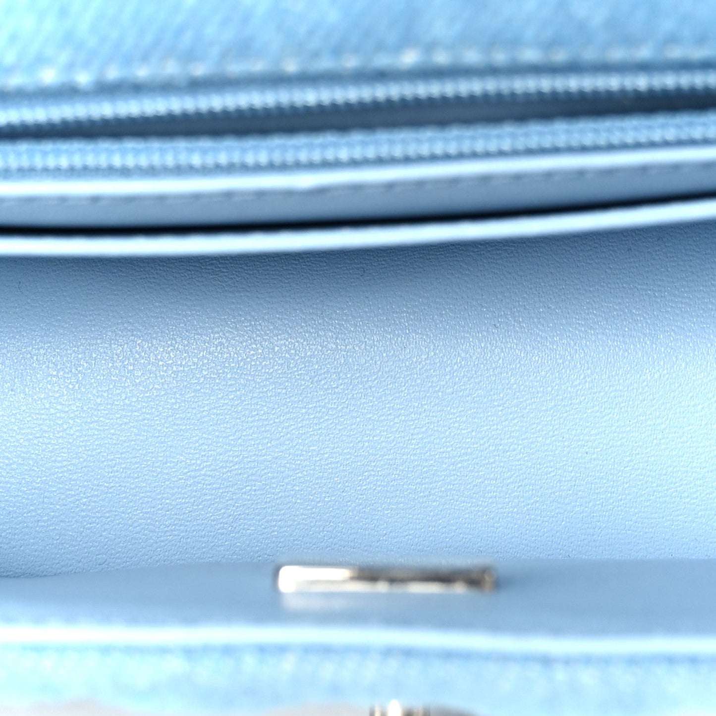 Denim Quilted Mini Rectangular Flap Blue