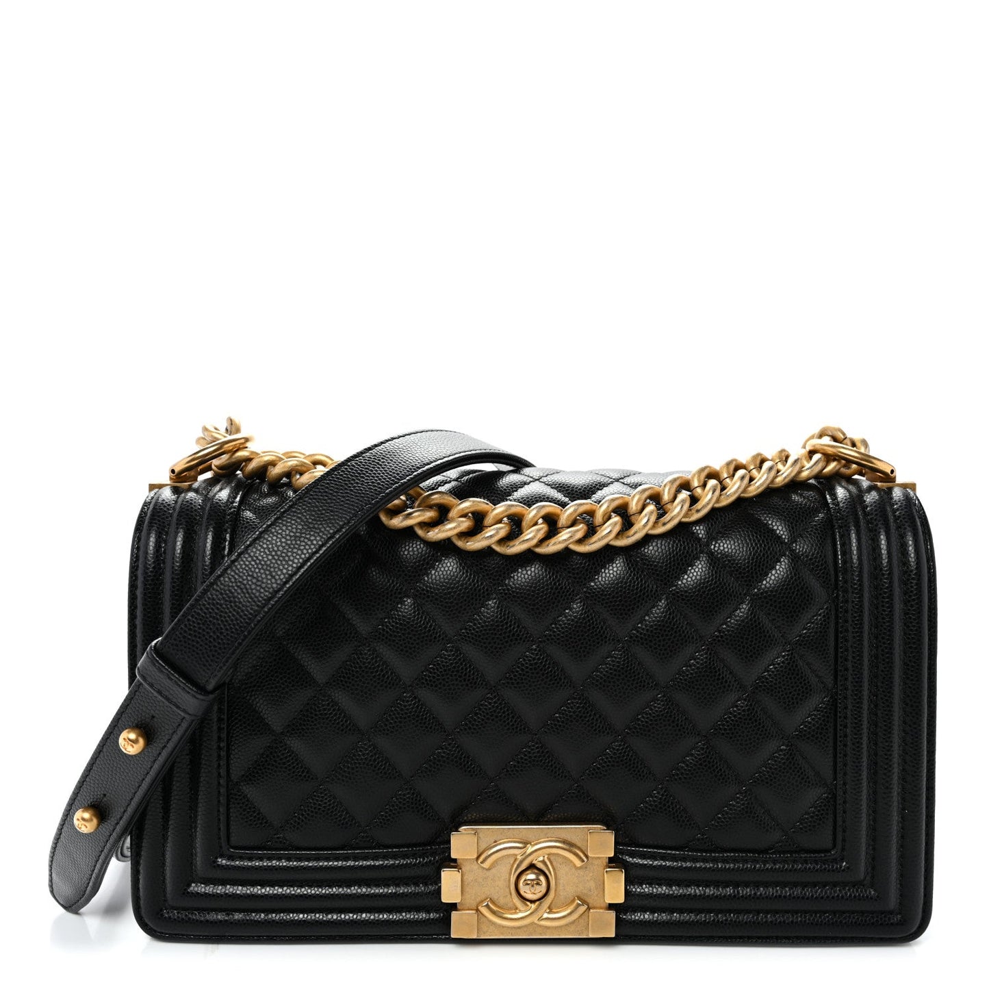 Caviar Quilted Medium Boy Flap Black