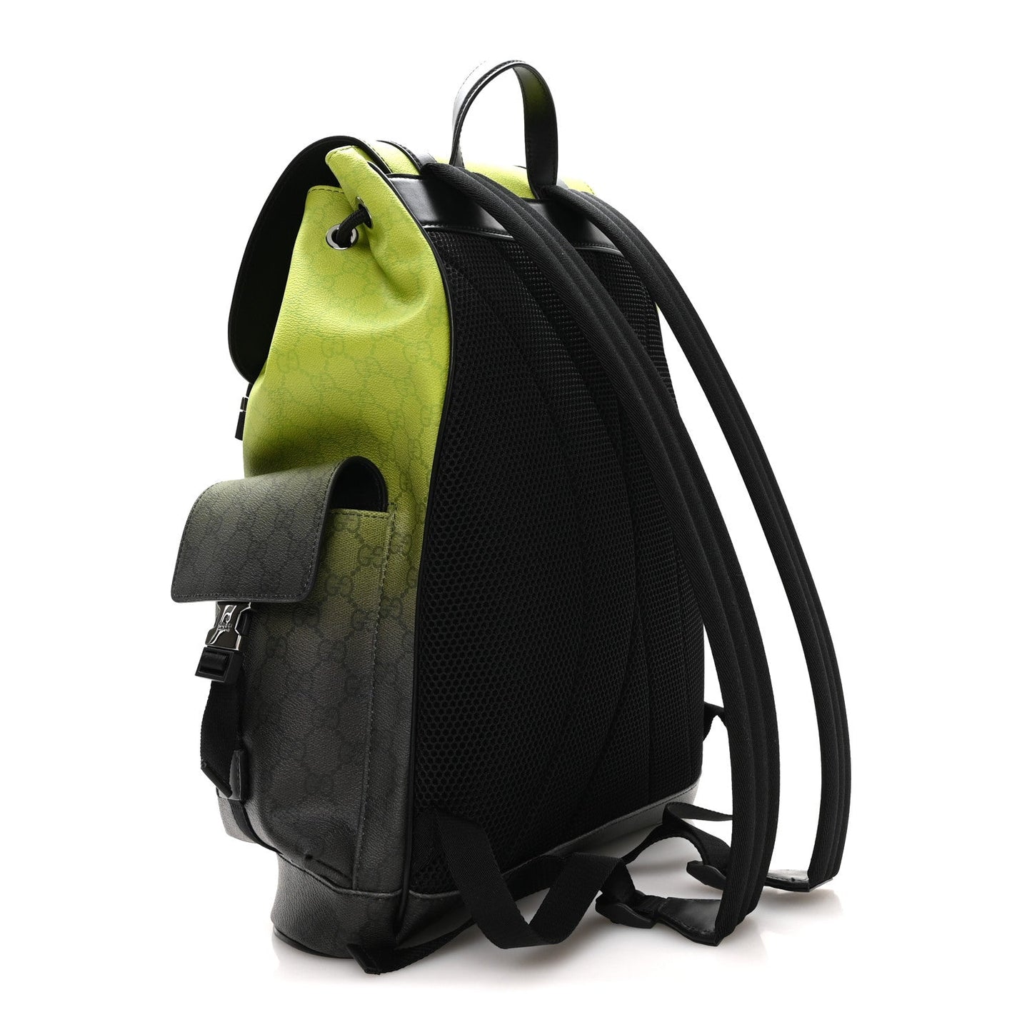 GG Supreme Monogram Large Double Buckle Backpack Green