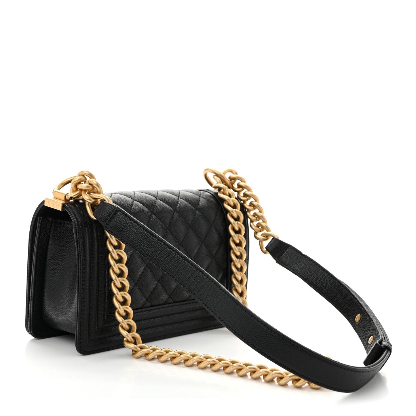 Caviar Quilted Small Boy Flap Black