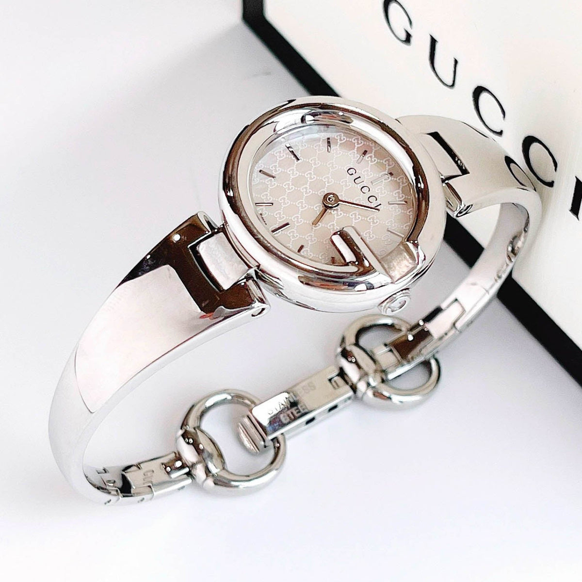 Gucci Guccissima Quartz Silver Dial Silver Steel Strap Watch For Women - YA134511