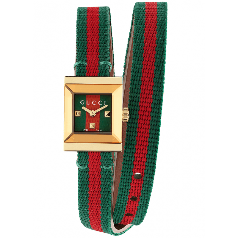 Gucci G-Frame Multicolored Dial Two Tone Nylon Strap Watch For Women - YA128527