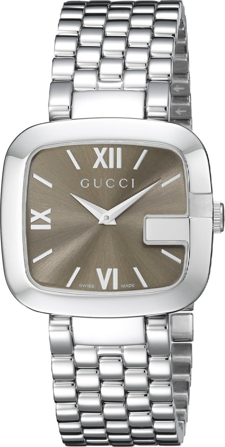 Gucci G-Gucci Brown Dial Silver Steel Strap Watch For Women - YA125413