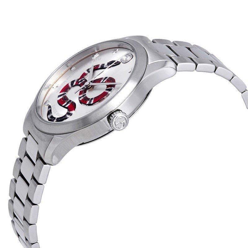 Gucci G Timeless Silver Dial Silver Steel Strap Watch For Women - YA1264076