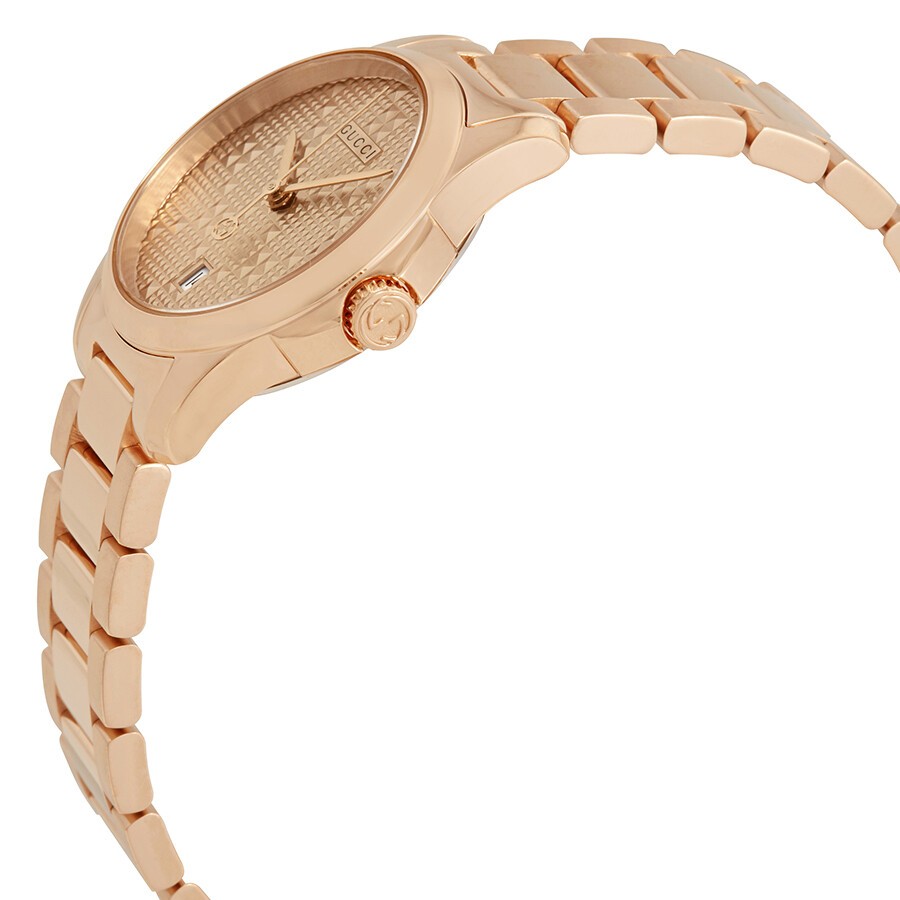 Gucci G Timeless Quartz Rose Gold Dial Rose Gold Steel Strap Watch For Women - YA126567
