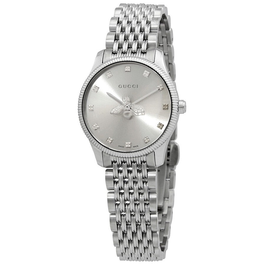 Gucci G Timeless Quartz Silver Dial Silver Steel Strap Watch For Women - YA1265019