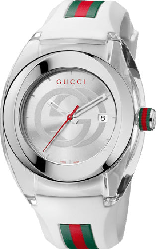 Gucci Sync XXL White Dial White Rubber Strap Watch For Men - YA137102