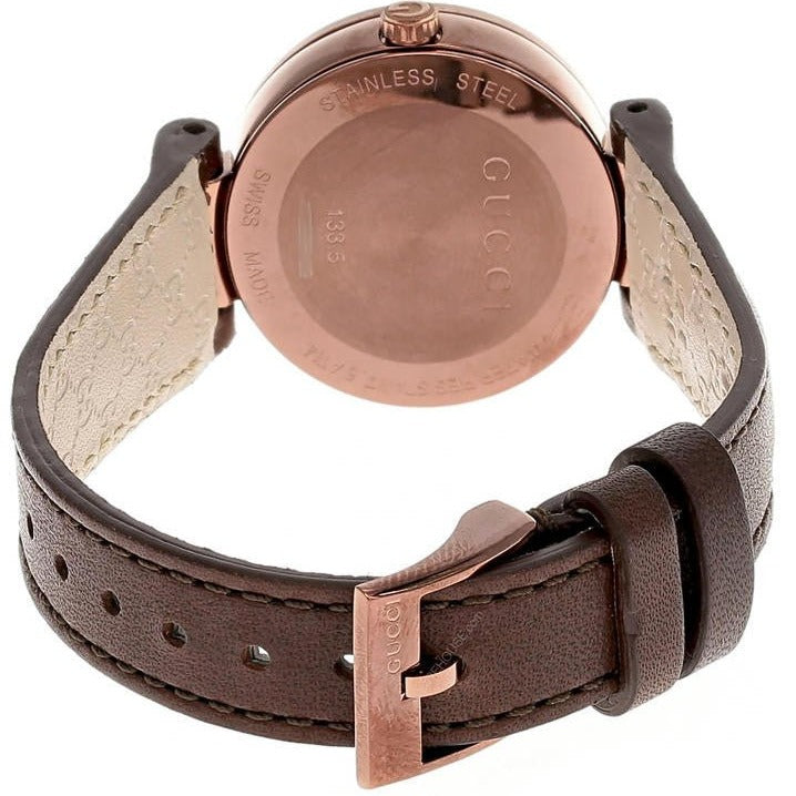 Gucci G Interlocking Brown Dial Brown Leather Strap Watch For Women - YA133504