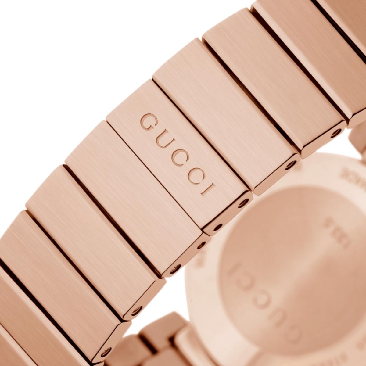 Gucci G Interlocking Mother of Pearl Dial Rose Gold Steel Strap Watch For Women - YA133515
