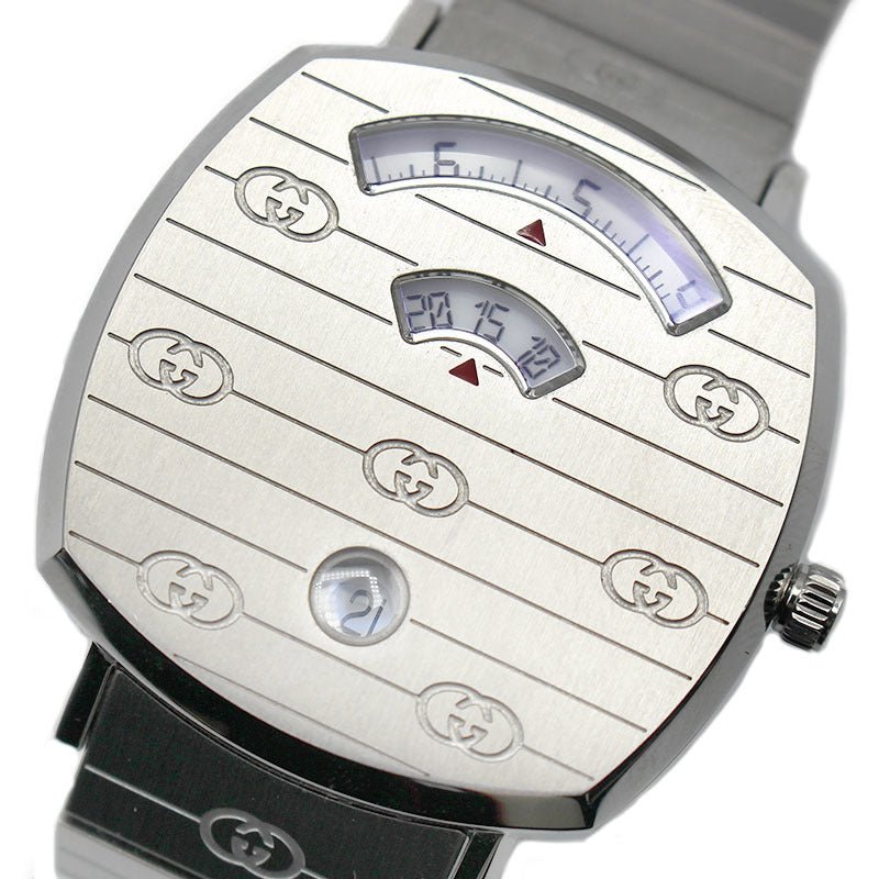 Gucci Grip Quartz Silver Dial Silver Steel Strap Watch For Women - YA157401