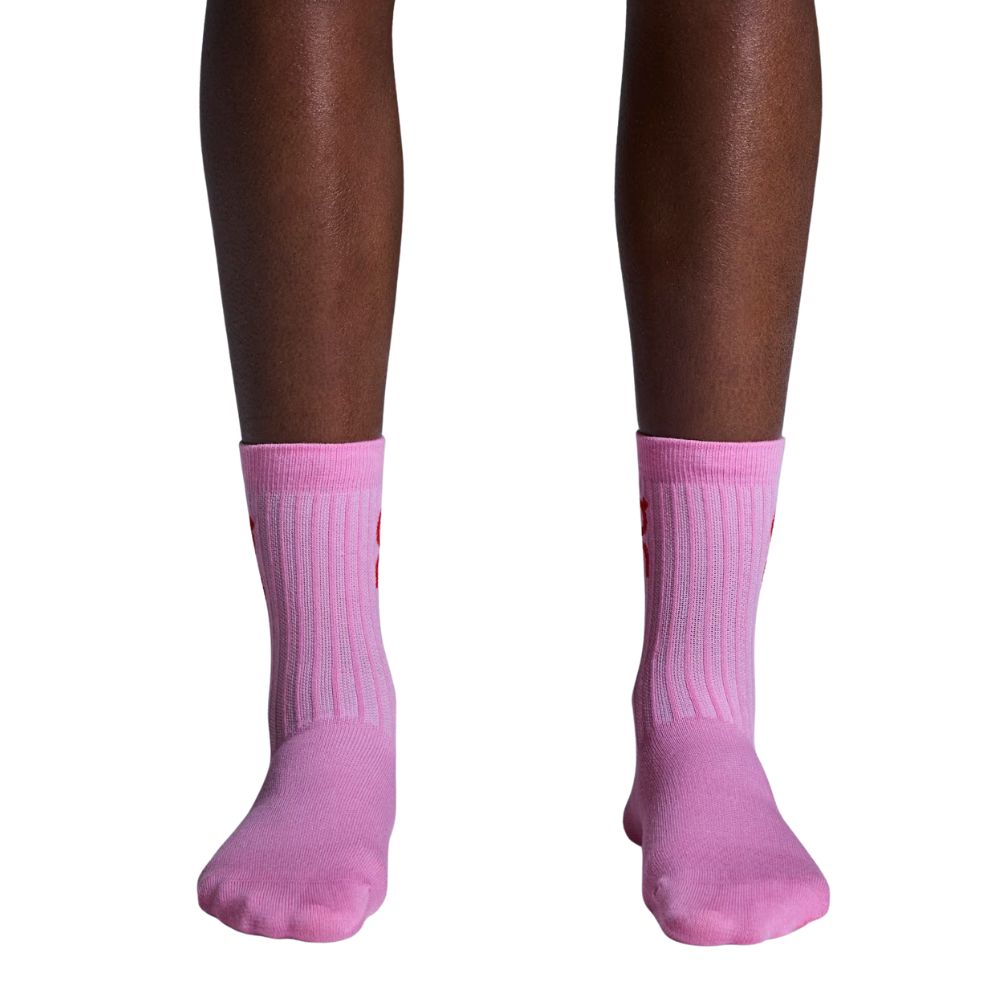 Logo Sock High 3 Pack Unisex :Mauve | Raspberry