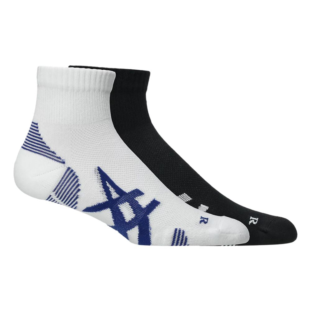 2 Pack Cushioned Run Quarter Sock Unisex :Performance Black | Brilliant White