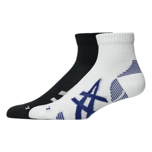 2 Pack Cushioned Run Quarter Sock Unisex :Performance Black | Brilliant White