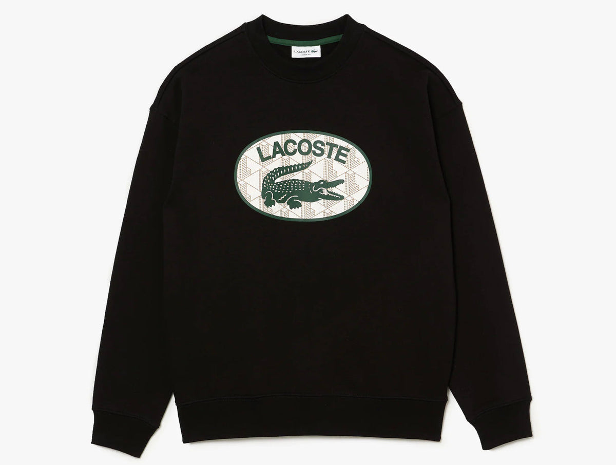 LACOSTE LOOSE-FIT OVERSIZED LOGO  FLEECE SWEATSHIRT -Men’s-  BLACK