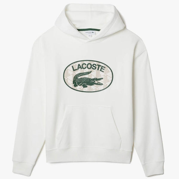 LACOSTE LOOSE-FIT OVERSIZED LOGO HOODED FLEECE SWEATSHIRT -Men’s- WHITE