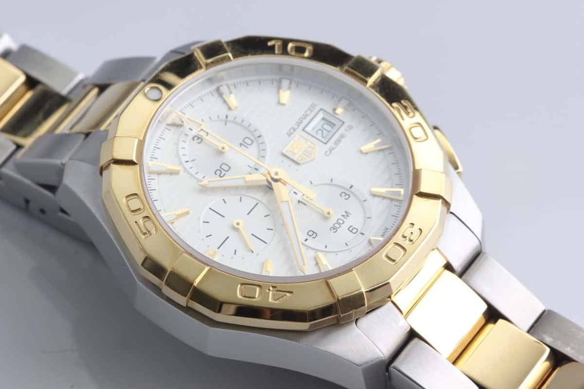 Tag Heuer Aquaracer Caliber 16 Automatic White Dial Two Tone Steel Strap Watch for Men - CAY2121.BB0923