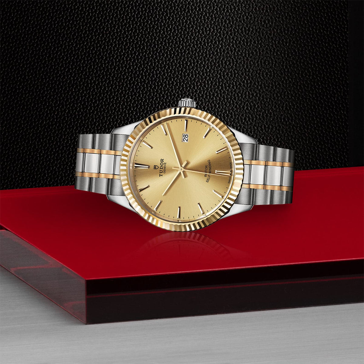 Tudor Style Automatic Gold Dial Two Tone Steel Strap Watch for Men - M12713-0001