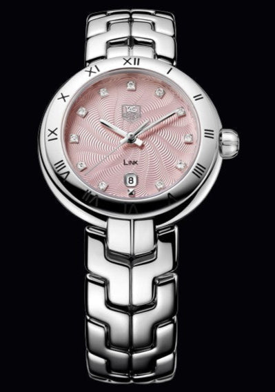 Tag Heuer Link Diamonds Pink Dial Silver Steel Strap Watch for Women - WAT1415.BA0954