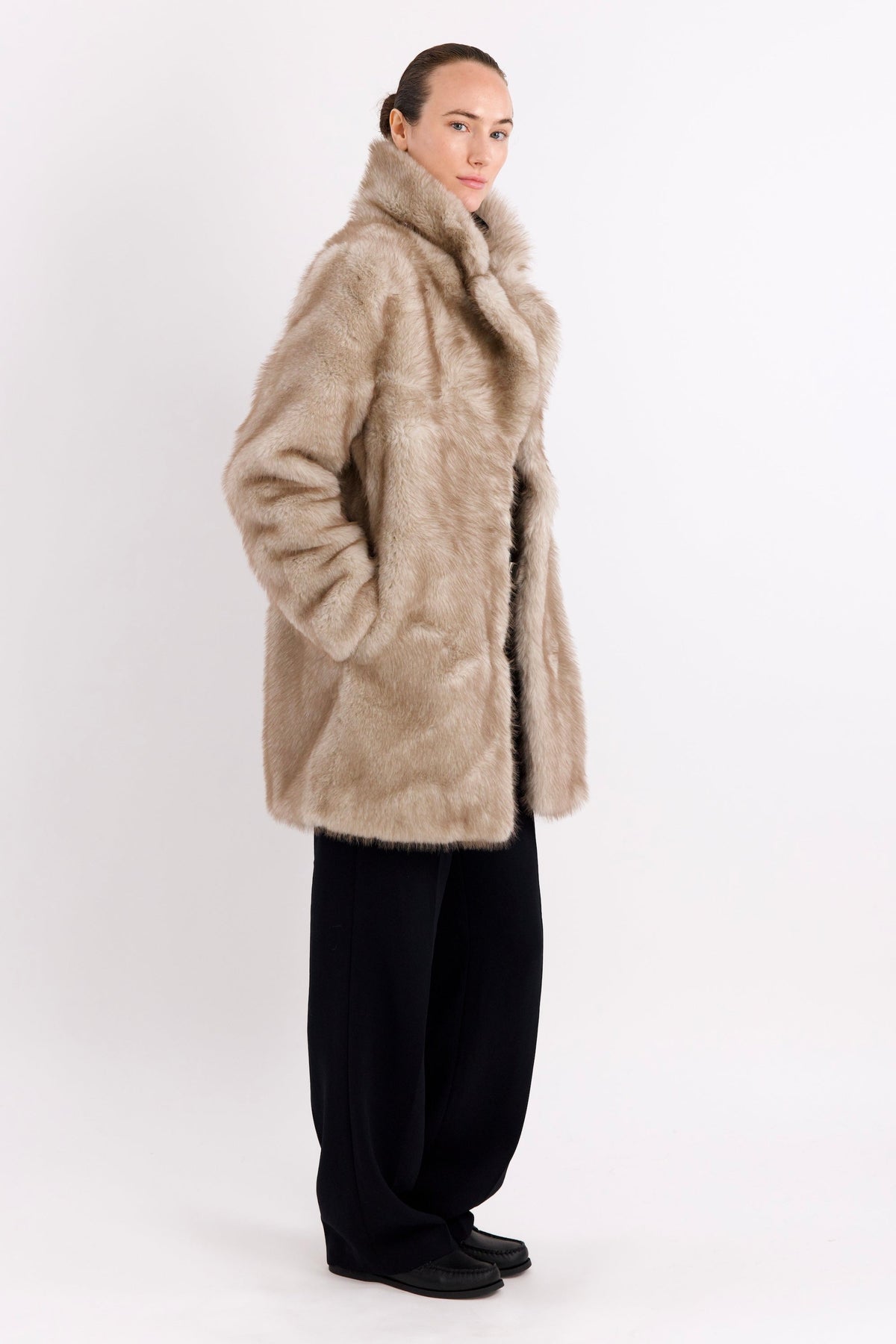Mid-Length Faux Fur Coat