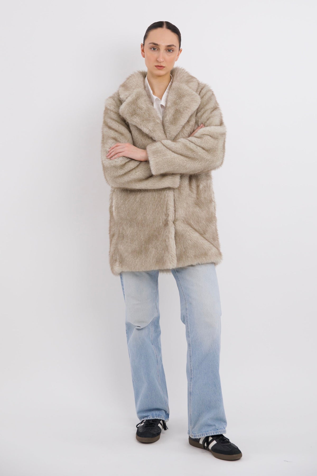 Mid-Length Faux Fur Coat