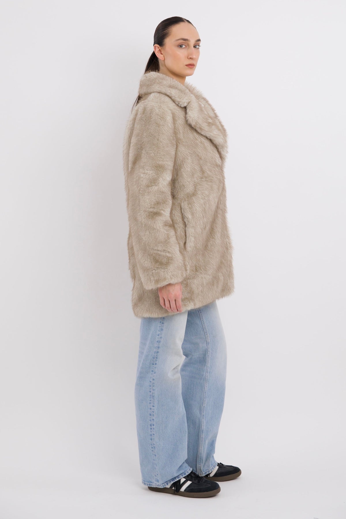 Mid-Length Faux Fur Coat