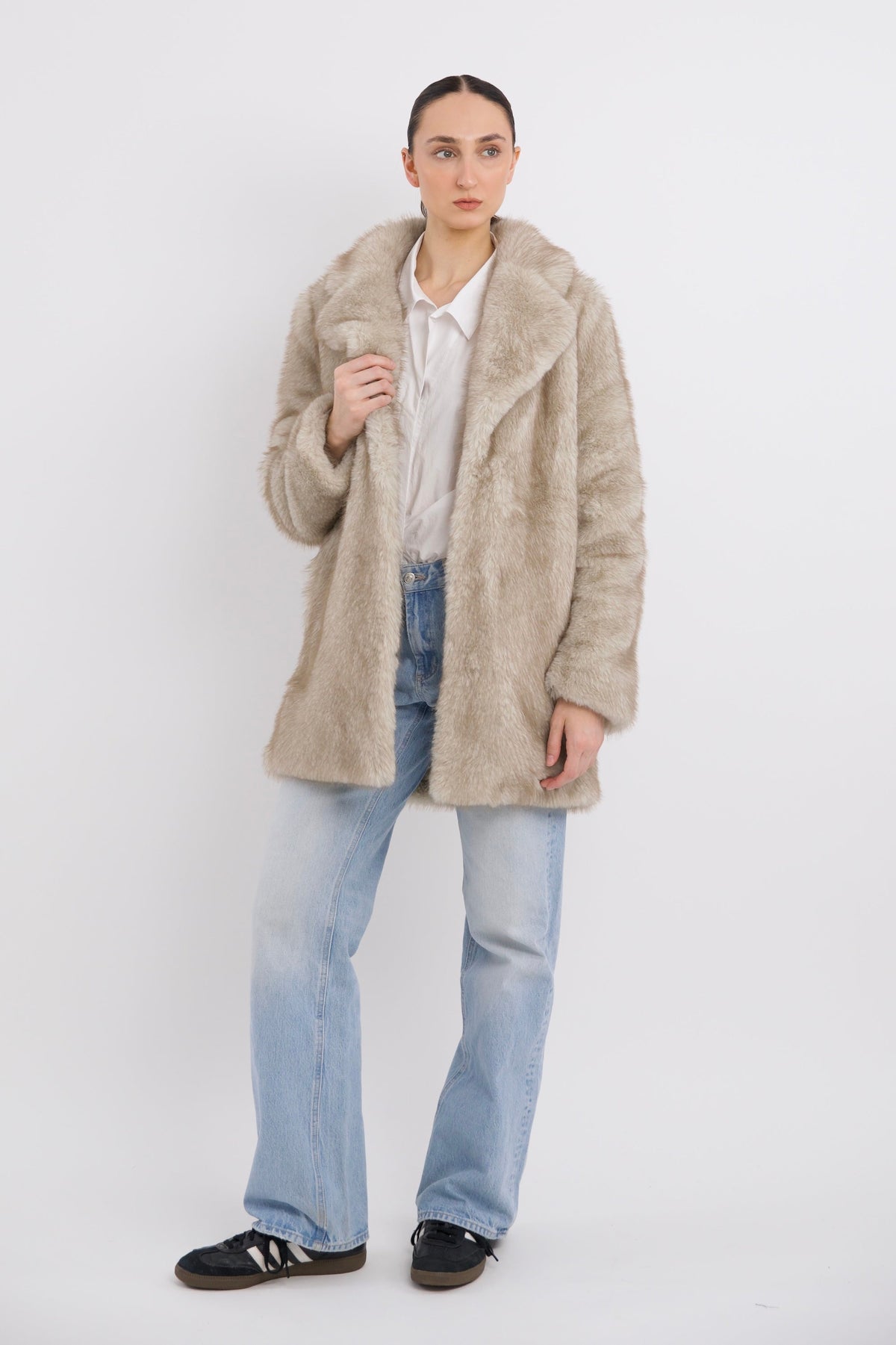 Mid-Length Faux Fur Coat