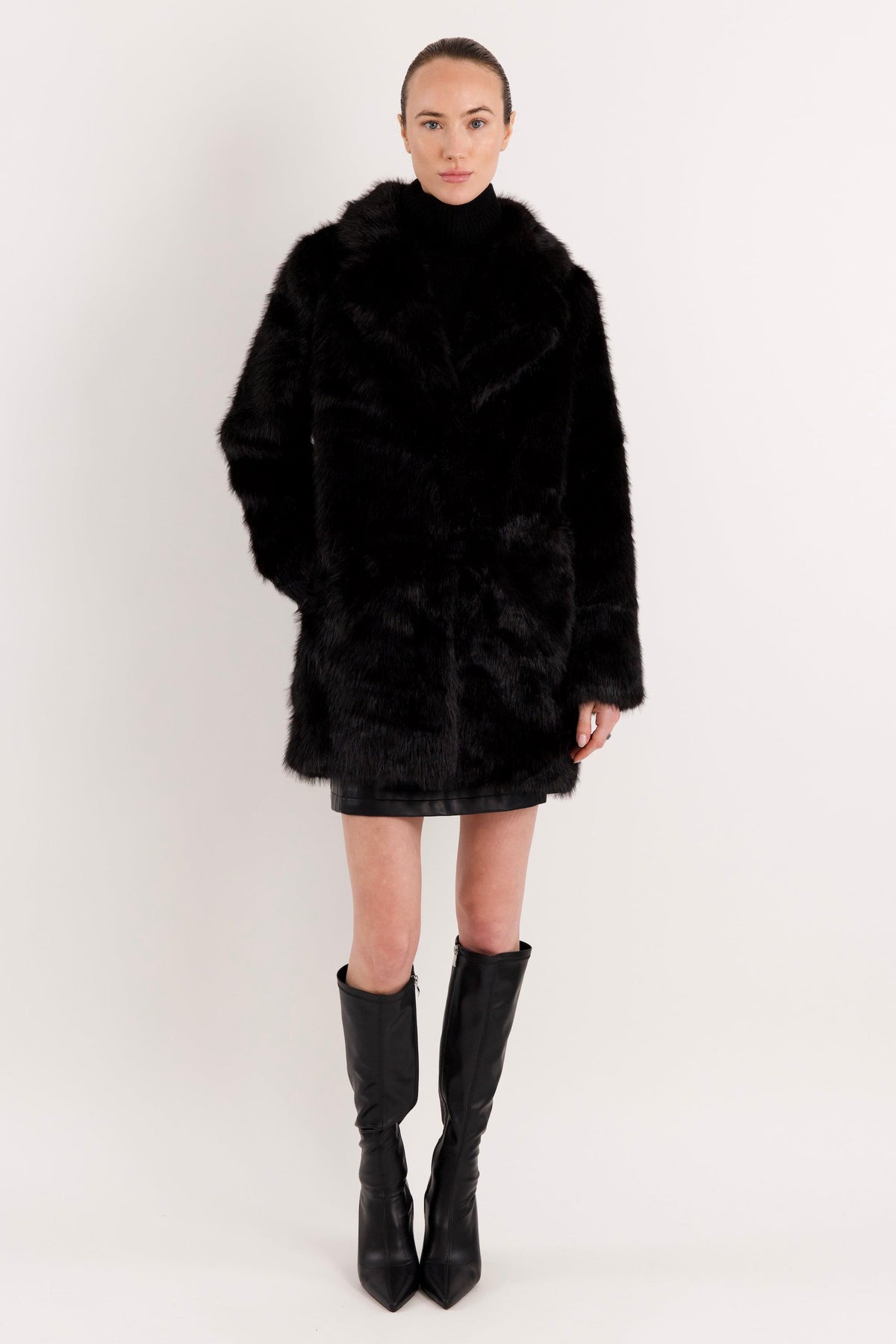 Mid-Length Faux Fur Coat