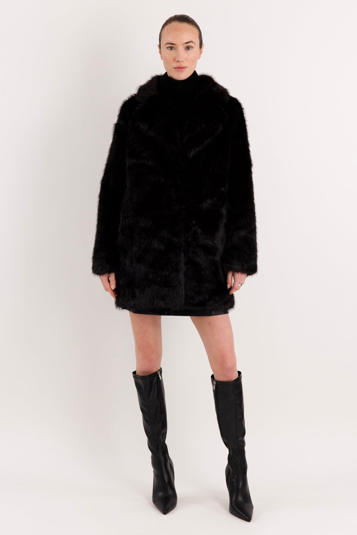 Mid-Length Faux Fur Coat
