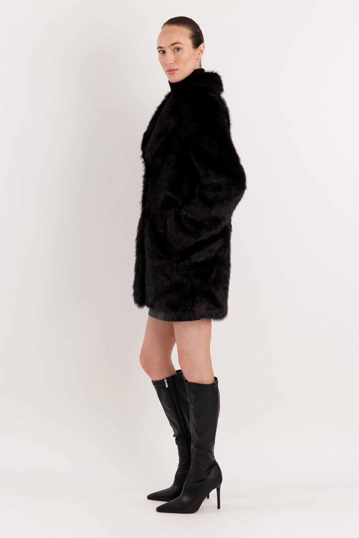Mid-Length Faux Fur Coat