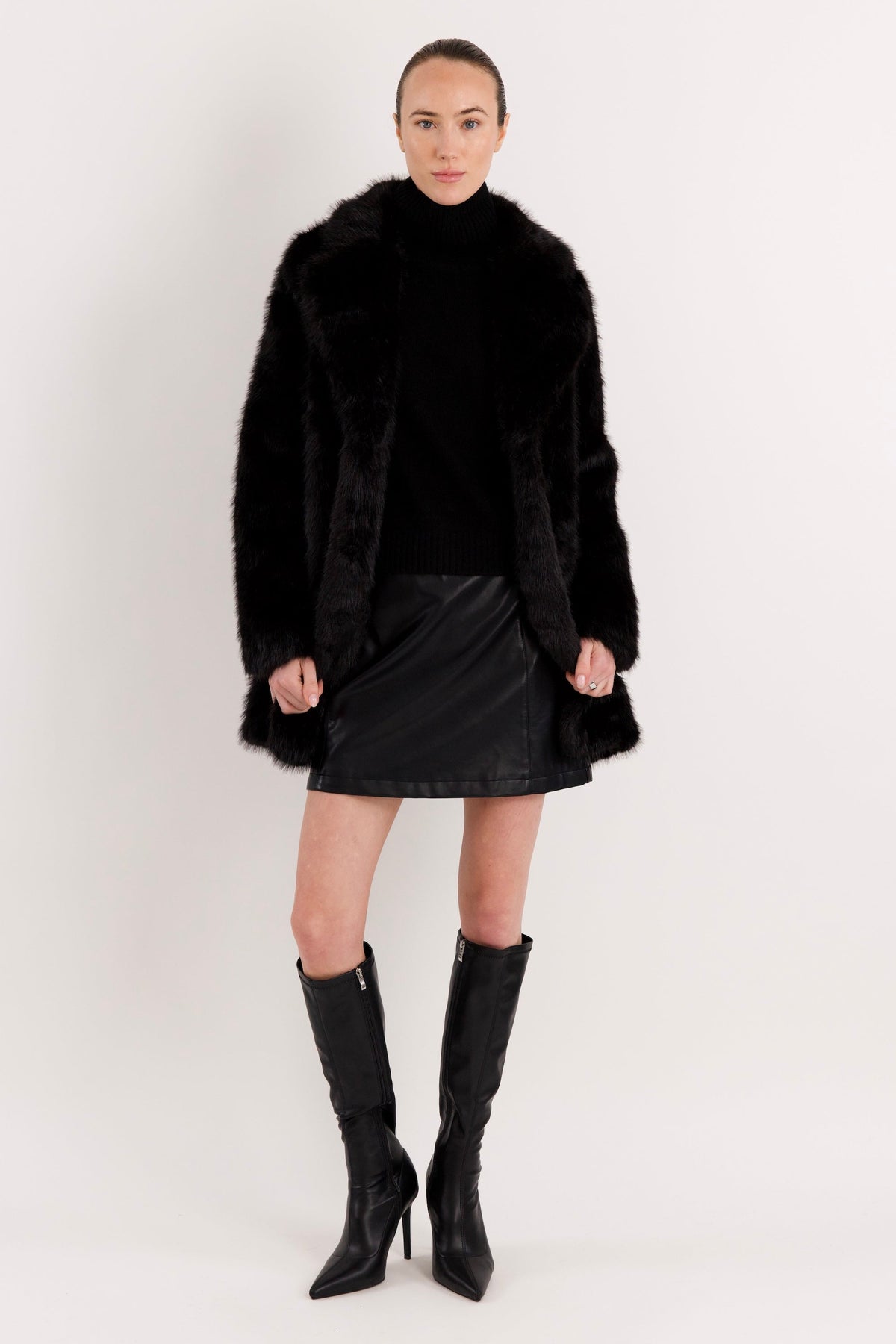 Mid-Length Faux Fur Coat